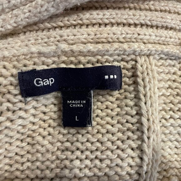 Women's Gap Long Cream Open Cable Knit Cardigan Size Large - Picture 3 of 5